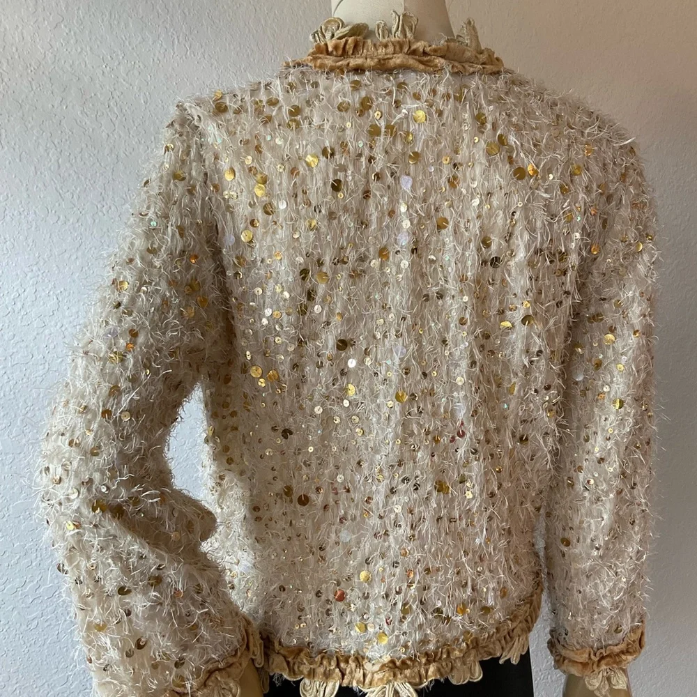 Sequined Cream Women's Blazer Jacket